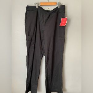 White Cross Black Straight Leg Pants with Side Pockets